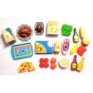Lot Barbie Dollhouse Sz 1:6 Scale Food Diorama Turkey Milk Pizza Sundae Hot Dogs